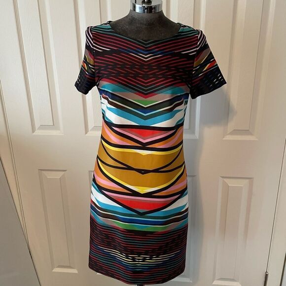Maia Striped Jewel Tones Sheath Dress Size 2 - Picture 1 of 9